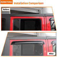 4 Piezas de Parasoles Laterales para Ventanas, Visera Solar, Deflector de Viento y Lluvia, Protector Exterior para Jeep Wrangler JK 2007-2017