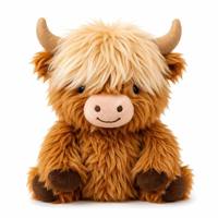 Peluche Vache des Highlands Personnalisée en Gros, Douce, Orange et Marron, avec Cornes en Feutre, Fabrication OEM