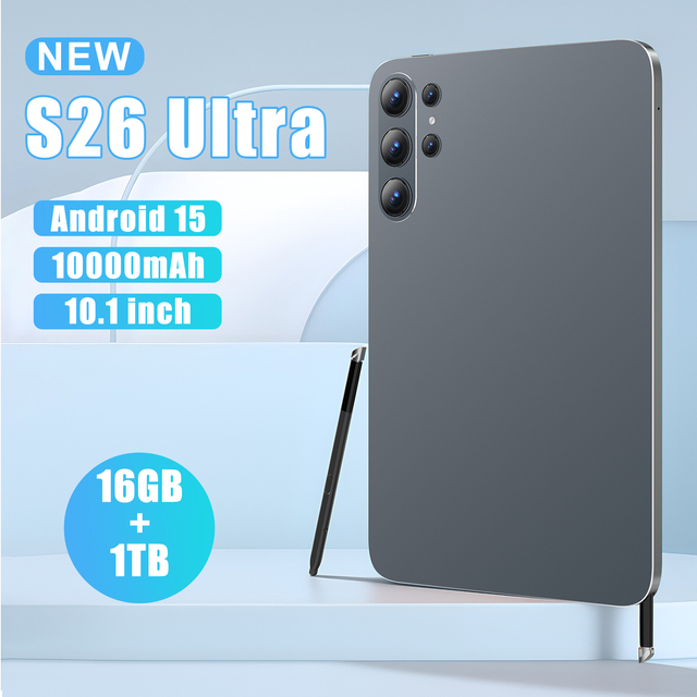 Hot Sale S26 Ultra WiFi 5G Tablet 10.1" Display Android 15 Octa Core 16GB RAM Slim 7.9mm Octa Core Processor Tablet