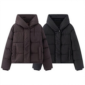 Chaqueta de Plumón con Capucha para Mujer, Estilo Retro, con Cierre, Abrigo Acolchado, Ropa Exterior Cálida e Informal para Otoño e Invierno - Product Image 4