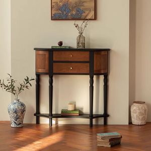 French Retro Style Ash Wood Entryway <b>Cabinet</b> Solid Wood <b>Small</b> Apartment E0 Paint Finish - Product Image 3