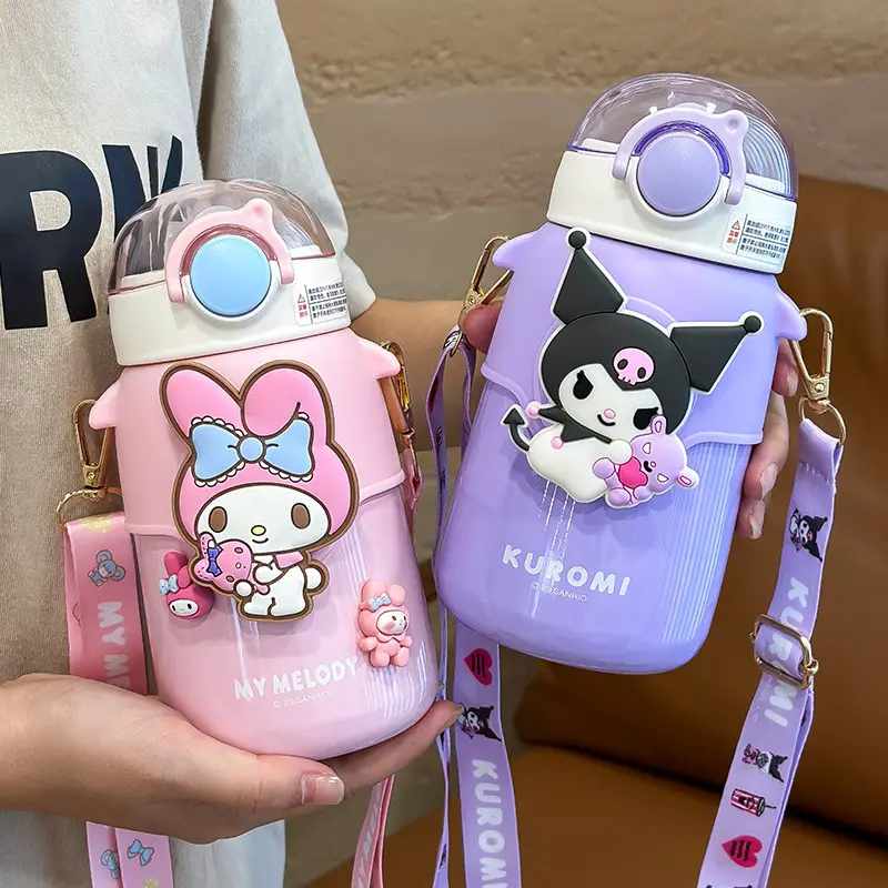 570ML Sanrioed Kuromiกระติกน้ําร้อนแก้ว 316 สแตนเลสอะนิเมะการ์ตูน Kawaii Pochacco Melodyขวดน้ําถ้วยของขวัญ