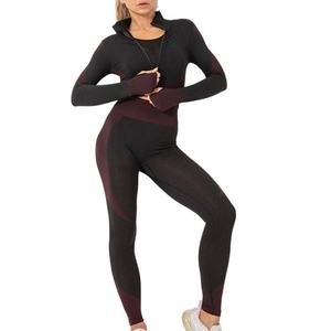 Manteau long zippé de grande taille pour femmes, couleur unie, vêtements de sport, col montant, veste de sport de yoga pour femmes - Product Image 6