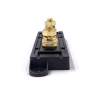AD182 Fuse Holder ANL Tahan Air dengan Terminal Berlapis Emas M8 Bolt untuk Kabel 0 2 4 AWG 32V 500A, Cover Transparan untuk Mobil, Marine, Audio