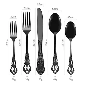 Bán Buôn Sang Trọng Cổ Xử Lý Thép Không Gỉ Cổ Điển Bạc Flatware Tiệc Dao Kéo Thiết Lập Trong Bạc Và Vàng Cho Đám Cưới