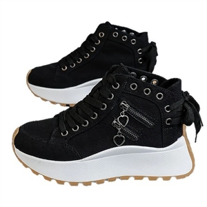Chaussures décontractées montantes <span class=keywords><strong>pour</strong></span> femmes 2025 – 3 couleurs, semelle épaisse, fermeture éclair et lacets, détail cœur, antidérapantes, toutes saisons - Product Image 5