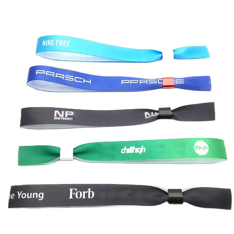 RFID CHIP High Quality Custom Waterproof Eco-Friendly Retro Style Event Festival Party Ribbon Satin Fabric Brands logo Text 4