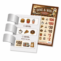 Billets à languette en papier de haute qualité pour hamburgers avec données de sécurité, cartes à ouvrir pour les promotions de restaurants et les collectes de fonds