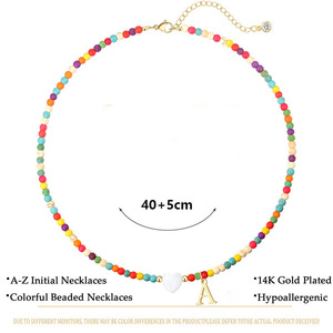Trendy Jewelry Handmade Bubble Alphabet Beaded <strong>Necklace</strong> <strong>Boho</strong> Colorful Turquoise Initial Choker <strong>Necklaces</strong> for Women - Product Image 6