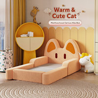 Sofá Cama Plegable Moderno para Niños con Diseño de Osito de Peluche, Espuma de Alta Densidad, para Uso en el Dormitorio