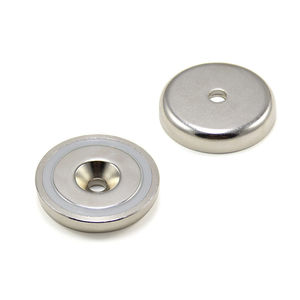 Imán de Neodimio de 30 mm con Base de <span class=keywords><strong>Acero</strong></span> - Imán de Alta Fuerza de Tracción de 30 kg con Cubierta de <span class=keywords><strong>Acero</strong></span> Inoxidable y Orificio Avellanado - Product Image 1