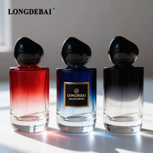 Modern Thick 100ml <b>Black</b> Cylindrical Crimp <b>Pump</b> Spray Glass Luxury Perfume Bottles with Gold Stamping and Custom Plastic Lid - Product Image 3