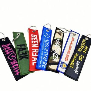 Hot Sale 3D Embroidery Keychain with Double-Sided Woven Label Aircraft Aviation Themed Dual-Sided Luggage <b>Tag</b> for Gifts - Product Image 1