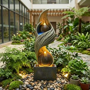Fontaine Cascade LED Solaire Moderne et Artificielle pour Intérieur/Extérieur, en Résine, Décoration <span class=keywords><strong>de</strong></span> <span class=keywords><strong>Jardin</strong></span> <span class=keywords><strong>Zen</strong></span> pour Maison et <span class=keywords><strong>Jardin</strong></span>, Idéale pour Pendaison <span class=keywords><strong>de</strong></span> Crémaillère - Product Image 5