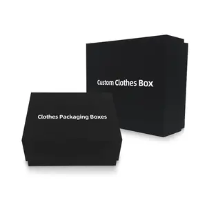उच्च गुणवत्ता अनुकूलित काले बड़े कार्डबोर्ड कठोर उपहार कपड़े लक्जरी बक्से कपड़े पैकेजिंग के लिए कस्टम बॉक्स