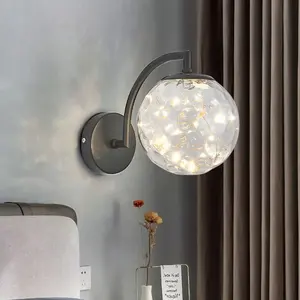 现代地球仪壁灯工业浴室梳妆台壁灯带白色地球仪玻璃灯罩优雅的本世纪中叶球灯