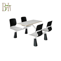 Ensemble de mobilier de cafétéria en polypropylène durable, prix d'usine, best-seller, pour salle à manger d'étudiants avec 4 chaises connectées