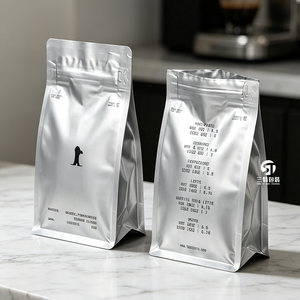 Custom Printed Coffee <b>Bean</b> <b>Bags</b> with Valve | Flat Bottom Coffee Pouch Aluminum Foil Packaging for Coffee Nuts Snacks - Product Image 4