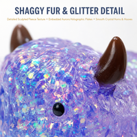 Jouet Squishy Taureau Mignon Multicolore Texture Scintillante Deux Cornes Cadeau Animal Pour Enfants et Adultes Décompression Vente au Détail