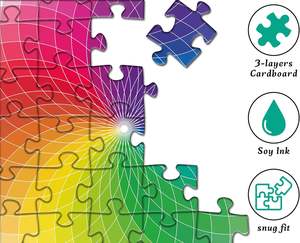 <span class=keywords><strong>Puzzle</strong></span> coloré à dégradé arc-en-ciel, puzzles difficiles pour adultes, puzzles ronds stimulants, 1000 pièces - Product Image 3