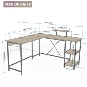 Scrivania da gioco industriale a forma di L, struttura in metallo di legno, grande tavolo per PC ad angolo, scrivania per computer, mobili per la casa e l'ufficio