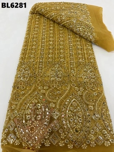 Abito da sposa reale europeo pesante fatto a mano ricamo con perline in pizzo da sposa tessuto con perline con paillettes francesi per spagna - Product Image 2