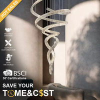 Nouveau design de lustre en cristal LED surdimensionné de luxe personnalisé pour hôtel, villa, centre commercial, escalier, décoration intérieure