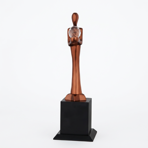 Trofeo Deportivo de Cristal con Base Negra, Modelo 684/C, Aleación de Zinc Ecológica, Grabado, Impresión UV, Figura Humana, Logotipo Personalizado - Product Image 1