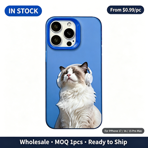 Funda de TPU Transparente Azul con Diseño de Gato Ragdoll con Audífonos, Funda Protectora Suave y Resistente a Impactos para <span class=keywords><strong>iPhone</strong></span> 17 16 15 14 13 <span class=keywords><strong>Pro</strong></span> Max - Product Image 1