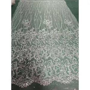 Wholesale dance dress sequin material double sided mermaid reversible sequin lace fabric for party dress