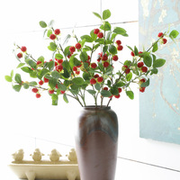Plante Artificielle Framboise, Fleurs Artificielles, Baies Rouges, Fruits Porte-Bonheur, Fleurs en Soie Plastique 30cm-100cm, Décoration Salon, Mariage