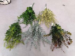 Qualità floccaggio plastica artificiale vero tocco lascia bouquet foglia di eucalipto artificiale pianta di cespuglio verde a buon mercato - Product Image 4