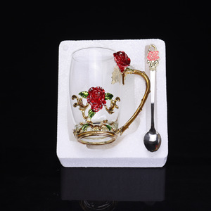 Nouvel ensemble de tasses Rose Cup pour la maison, tasses à eau en émail coloré, verre résistant aux hautes températures - Product Image 3