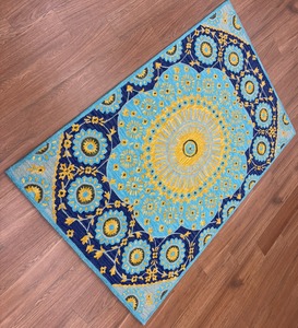 พรมขนแกะแบบถักมือลายดอกไม้สีฟ้าและเหลืองพรมอินเดียแบบกองสูงกันไฟฟ้าสถิตสำหรับห้องนั่งเล่นและห้องนอน - Product Image 6