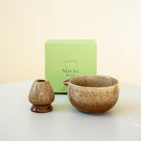Bol à matcha avec bec verseur, outil à matcha, brosse, bol à thé, ensemble de mélangeurs, céramique japonaise, glaçure de four, cérémonie du thé Hyakutenri