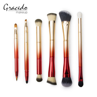 Vente en gros de haute qualité 6 pièces luminosité lisse manche en plastique noir cheveux synthétiques visage correcteur porte-pinceau de maquillage