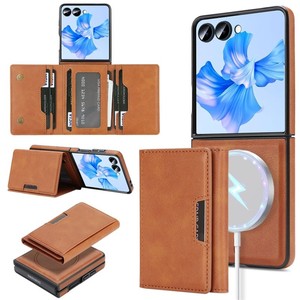 Funda Protectora para Teléfono Móvil con Pantalla Plegable ZFlip7/ZFold6, 5 Protecciones, <span class=keywords><strong>4</strong></span> en 1, Bolsillo Magnético para Tarjetas, Cartera Delgada Mate - Product Image 1