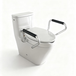 Abattant de toilette <span class=keywords><strong>surélevé</strong></span> blanc avec accoudoirs rembourrés pour toilettes allongées - Product Image 4