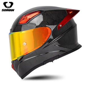 Casque de course intégral en fibre de carbone SOMAN X8 Professional pour hommes et femmes, nouveau graphisme, moto, quatre saisons, double D DOT - Product Image 6