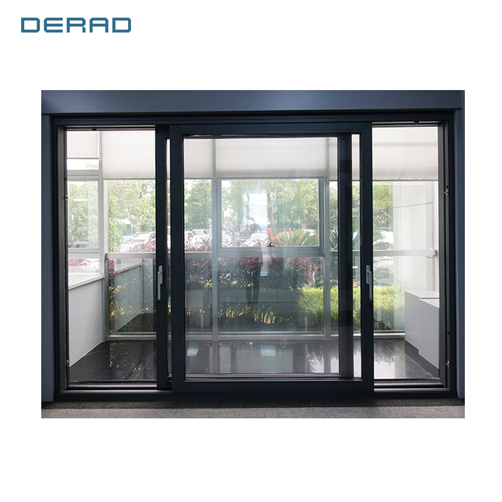 Puerta corredera de vidrio de doble panel elevador de marco de aluminio y puerta corredera con vidrio tintado para apartamento de Villa