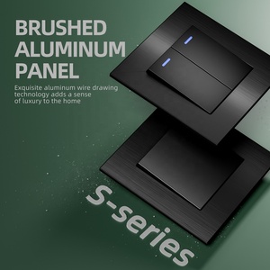 Mercado Europeu China Estilo Decorativo Interruptor De Parede Soquete Painel De Alumínio 2 Gang 1 <span class=keywords><strong>Way</strong></span> 2 <span class=keywords><strong>Way</strong></span> Interruptor De Luz Elétrica Com LED - Product Image 3