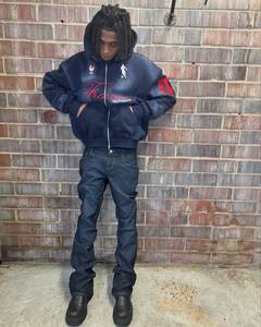 Yingling personnalisé poids lourd lavage à l'acide unisexe sérigraphie sweats à capuche Vintage soleil délavé brut Boxy sweat à capuche zippé sweats à capuche - Product Image 6