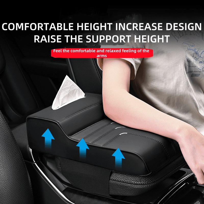 CR Brand Car Armrest Box Cover (Model: CR20240806013) - Leather Universal Storage Box Pad