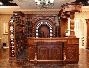 وحدة تخزين نبيذ من الخشب الصلب بتصميم عصري مخصص للمنزل ، أثاث بار في غرفة المعيشة ، فيلا ، شقة فندقية - Product Image 2