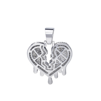 Pendentifs en forme de grand cœur fendu de rubis rouge flamboyant sacré plaqué or pendentif cœur brisé glacé