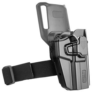 Holster tactique universel en polymère composite noir avec dégagement par l'index et sangle de jambe pour une utilisation en extérieur - Product Image 2