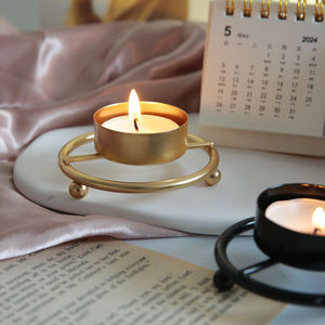 装饰配件金色烛台铁板烛台迷你小烛台金属茶灯烛台架 - Product Image 2