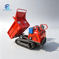 Mini-dumper sur chenilles de 0,8 tonne avec benne basculante hydraulique pour le transport en montagne, dans les vergers et sur les fermes