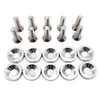 10 pièces Vis hexagonales M6 pour modification automobile, avec rondelles concaves pour pare-chocs, moteur et plaque d'immatriculation, en aluminium