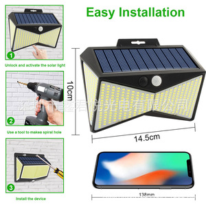 Solar Wall Lamp 400LED 3 Mode Human Body <b>Sensor</b> Outdoor Waterproof - Product Image 3